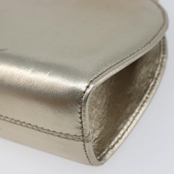 Salvatore Ferragamo Gancini Chain Shoulder Bag Leather Gold Auth hk4135A