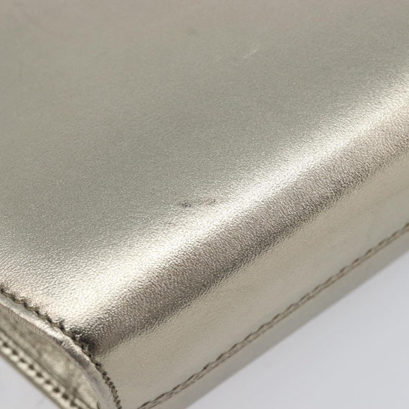 Salvatore Ferragamo Gancini Chain Shoulder Bag Leather Gold Auth hk4135A