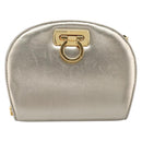 Salvatore Ferragamo Gancini Chain Shoulder Bag Leather Gold Auth hk4135A-13