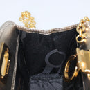 Salvatore Ferragamo Gancini Chain Shoulder Bag Leather Gold Auth hk4135A-20