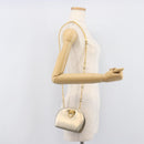 Salvatore Ferragamo Gancini Chain Shoulder Bag Leather Gold Auth hk4135A-24