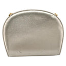 Salvatore Ferragamo Gancini Chain Shoulder Bag Leather Gold Auth hk4135A-2