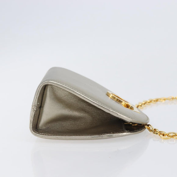 Salvatore Ferragamo Gancini Chain Shoulder Bag Leather Gold Auth hk4135A