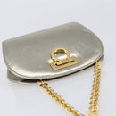 Salvatore Ferragamo Gancini Chain Shoulder Bag Leather Gold Auth hk4135A-6
