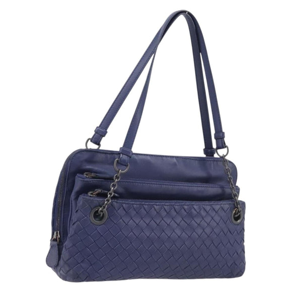 Bottega Veneta INTRECCIATO Shoulder Bag Leather Navy Auth hk4138V