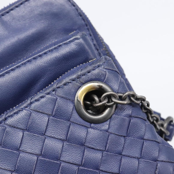 Bottega Veneta INTRECCIATO Shoulder Bag Leather Navy Auth hk4138V