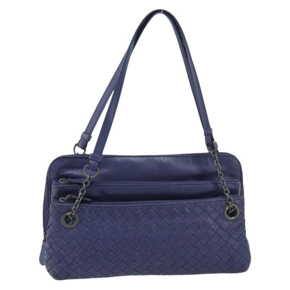 Bottega Veneta INTRECCIATO Shoulder Bag Leather Navy Auth hk4138V