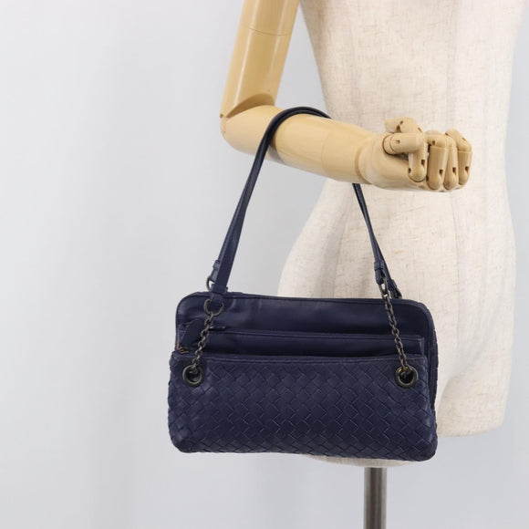 Bottega Veneta INTRECCIATO Shoulder Bag Leather Navy Auth hk4138V