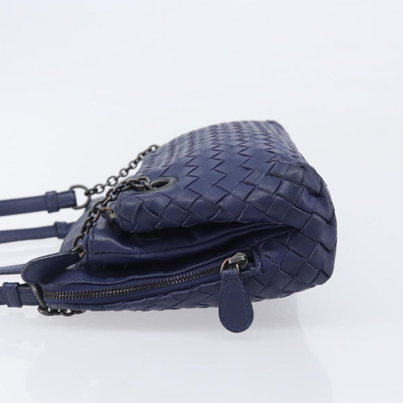 Bottega Veneta INTRECCIATO Shoulder Bag Leather Navy Auth hk4138V