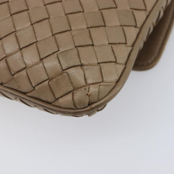 Bottega Veneta INTRECCIATO Shoulder Bag Leather Beige Gold Auth hk4139
