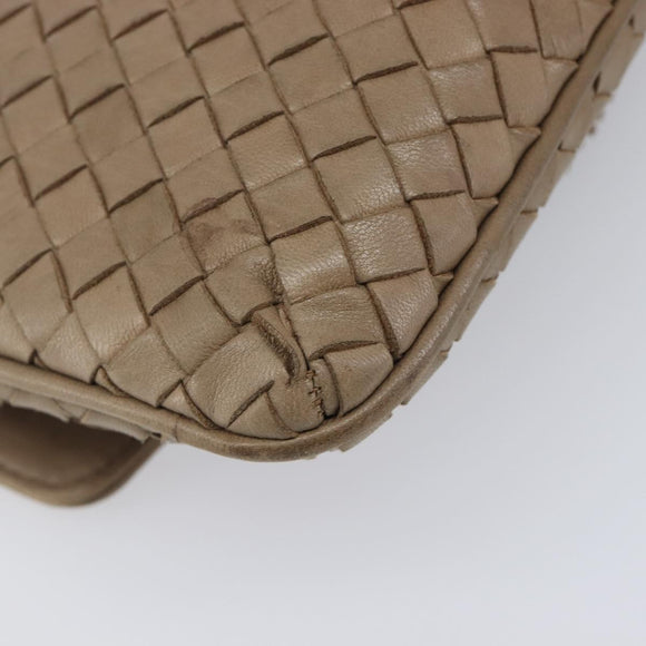 Bottega Veneta INTRECCIATO Shoulder Bag Leather Beige Gold Auth hk4139