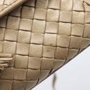 Bottega Veneta INTRECCIATO Shoulder Bag Leather Beige Gold Auth hk4139-16