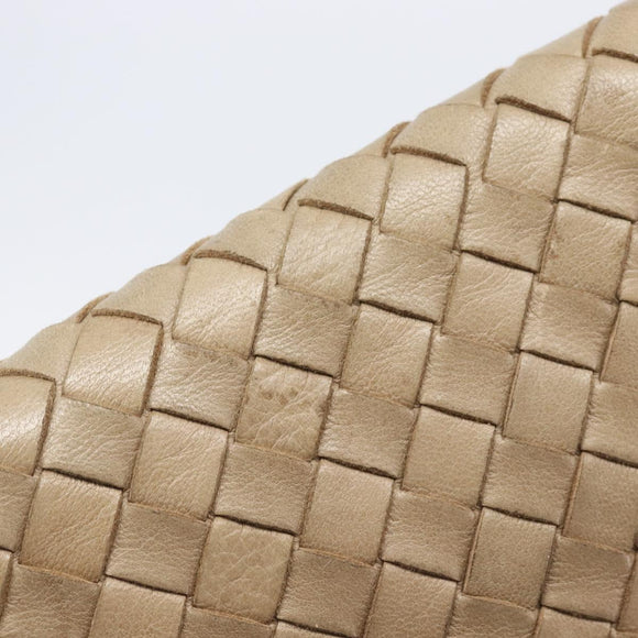 Bottega Veneta INTRECCIATO Shoulder Bag Leather Beige Gold Auth hk4139