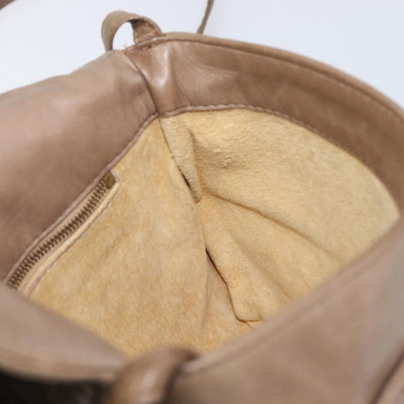 Bottega Veneta INTRECCIATO Shoulder Bag Leather Beige Gold Auth hk4139