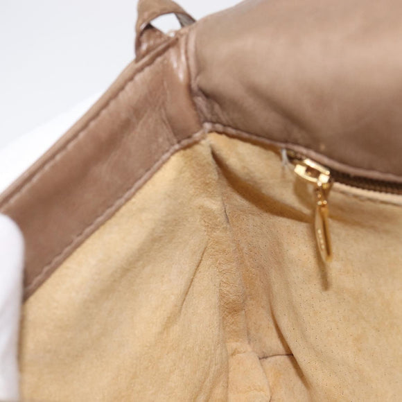 Bottega Veneta INTRECCIATO Shoulder Bag Leather Beige Gold Auth hk4139