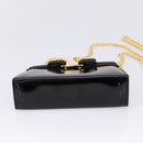 Salvatore Ferragamo Chain Gancini Bag Patent leather Black Gold Auth hk4140A-5