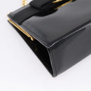 Salvatore Ferragamo Chain Gancini Bag Patent leather Black Gold Auth hk4140A-15