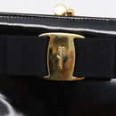 Salvatore Ferragamo Chain Gancini Bag Patent leather Black Gold Auth hk4140A-19
