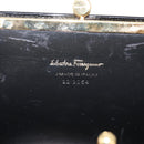 Salvatore Ferragamo Chain Gancini Bag Patent leather Black Gold Auth hk4140A-11