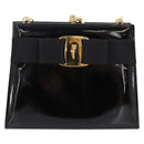 Salvatore Ferragamo Chain Gancini Bag Patent leather Black Gold Auth hk4140A-13