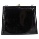Salvatore Ferragamo Chain Gancini Bag Patent leather Black Gold Auth hk4140A-2