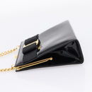 Salvatore Ferragamo Chain Gancini Bag Patent leather Black Gold Auth hk4140A-3