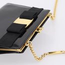 Salvatore Ferragamo Chain Gancini Bag Patent leather Black Gold Auth hk4140A-6