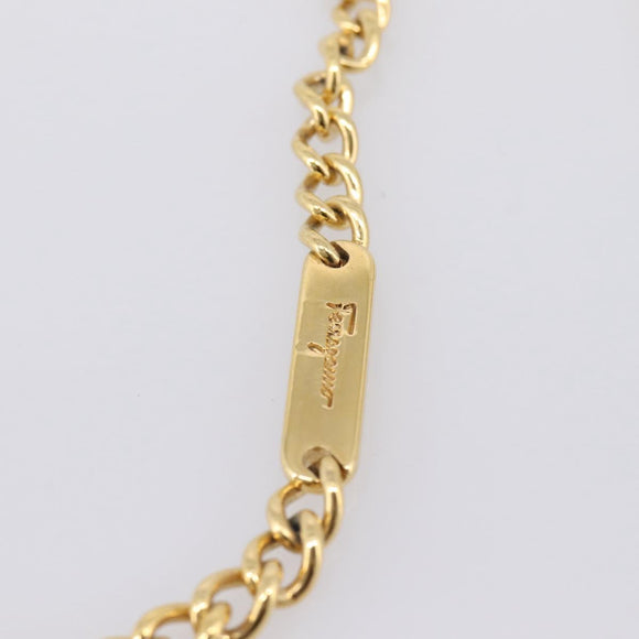 Salvatore Ferragamo Chain Gancini Bag Patent leather Black Gold Auth hk4140A