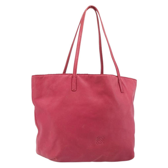LOEWE Tote Bag Leather Pink Gold Auth hk4142