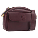Cartier Must Line Shoulder Bag Leather Bordeaux Gold Auth hk4144-1