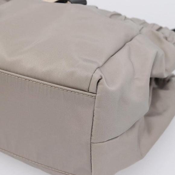 Salvatore Ferragamo Vala Hand Bag Nylon 2way Gray Gold Auth hk4145