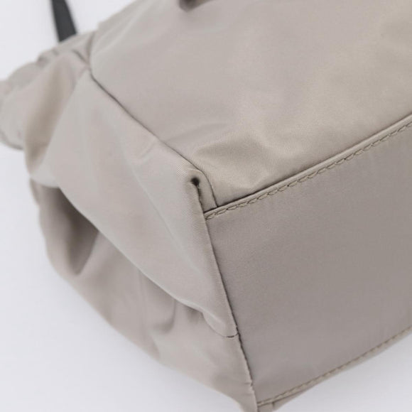 Salvatore Ferragamo Vala Hand Bag Nylon 2way Gray Gold Auth hk4145