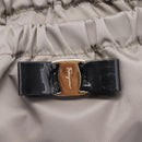 Salvatore Ferragamo Vala Hand Bag Nylon 2way Gray Gold Auth hk4145-20