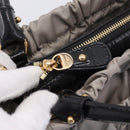 Salvatore Ferragamo Vala Hand Bag Nylon 2way Gray Gold Auth hk4145-10