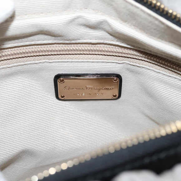 Salvatore Ferragamo Vala Hand Bag Nylon 2way Gray Gold Auth hk4145