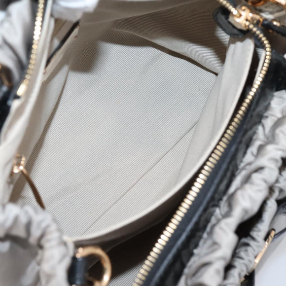 Salvatore Ferragamo Vala Hand Bag Nylon 2way Gray Gold Auth hk4145