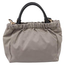 Salvatore Ferragamo Vala Hand Bag Nylon 2way Gray Gold Auth hk4145-2