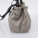 Salvatore Ferragamo Vala Hand Bag Nylon 2way Gray Gold Auth hk4145-4