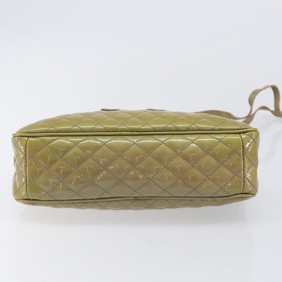 Salvatore Ferragamo Vala Shoulder Bag Patent leather Green Silver Auth hk4146