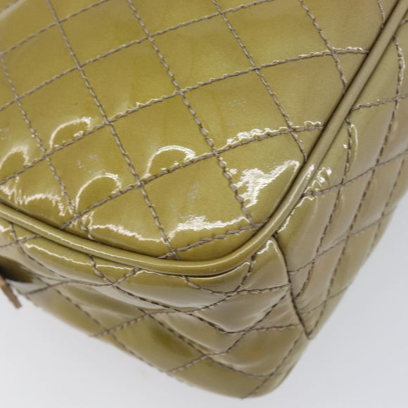 Salvatore Ferragamo Vala Shoulder Bag Patent leather Green Silver Auth hk4146