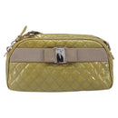Salvatore Ferragamo Vala Shoulder Bag Patent leather Green Silver Auth hk4146-2