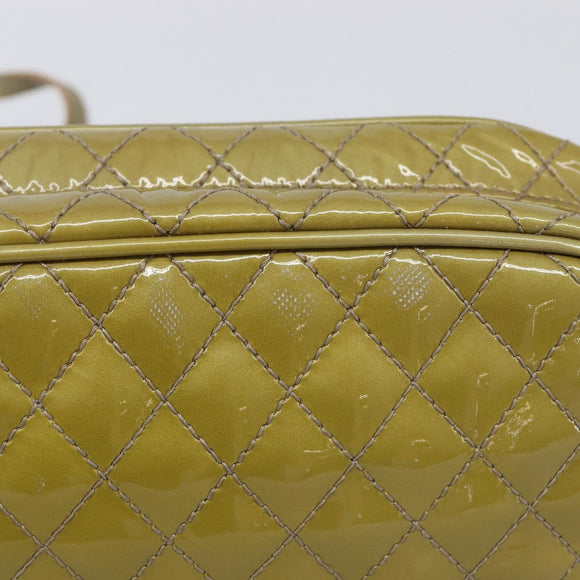 Salvatore Ferragamo Vala Shoulder Bag Patent leather Green Silver Auth hk4146