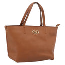 Salvatore Ferragamo Gancini Hand Bag Leather Brown Gold Auth hk4147-1
