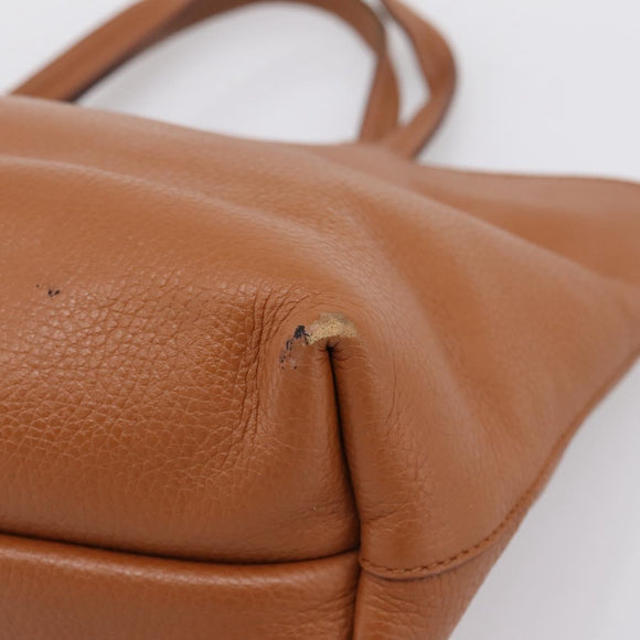 Salvatore Ferragamo Gancini Hand Bag Leather Brown Gold Auth hk4147