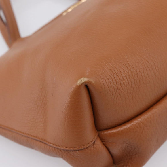 Salvatore Ferragamo Gancini Hand Bag Leather Brown Gold Auth hk4147
