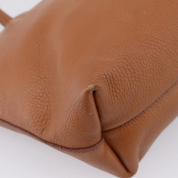 Salvatore Ferragamo Gancini Hand Bag Leather Brown Gold Auth hk4147