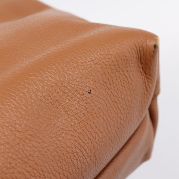 Salvatore Ferragamo Gancini Hand Bag Leather Brown Gold Auth hk4147