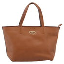 Salvatore Ferragamo Gancini Hand Bag Leather Brown Gold Auth hk4147-13
