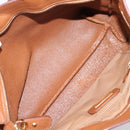 Salvatore Ferragamo Gancini Hand Bag Leather Brown Gold Auth hk4147-11