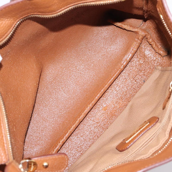 Salvatore Ferragamo Gancini Hand Bag Leather Brown Gold Auth hk4147